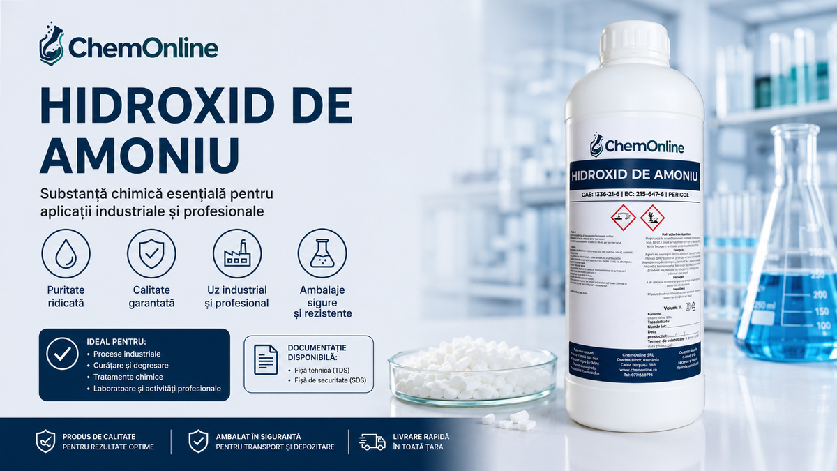 Hidroxid de Amoniu 25% – Ghid Complet despre Proprietăți, Utilizări, Avantaje și Manipulare Corectă