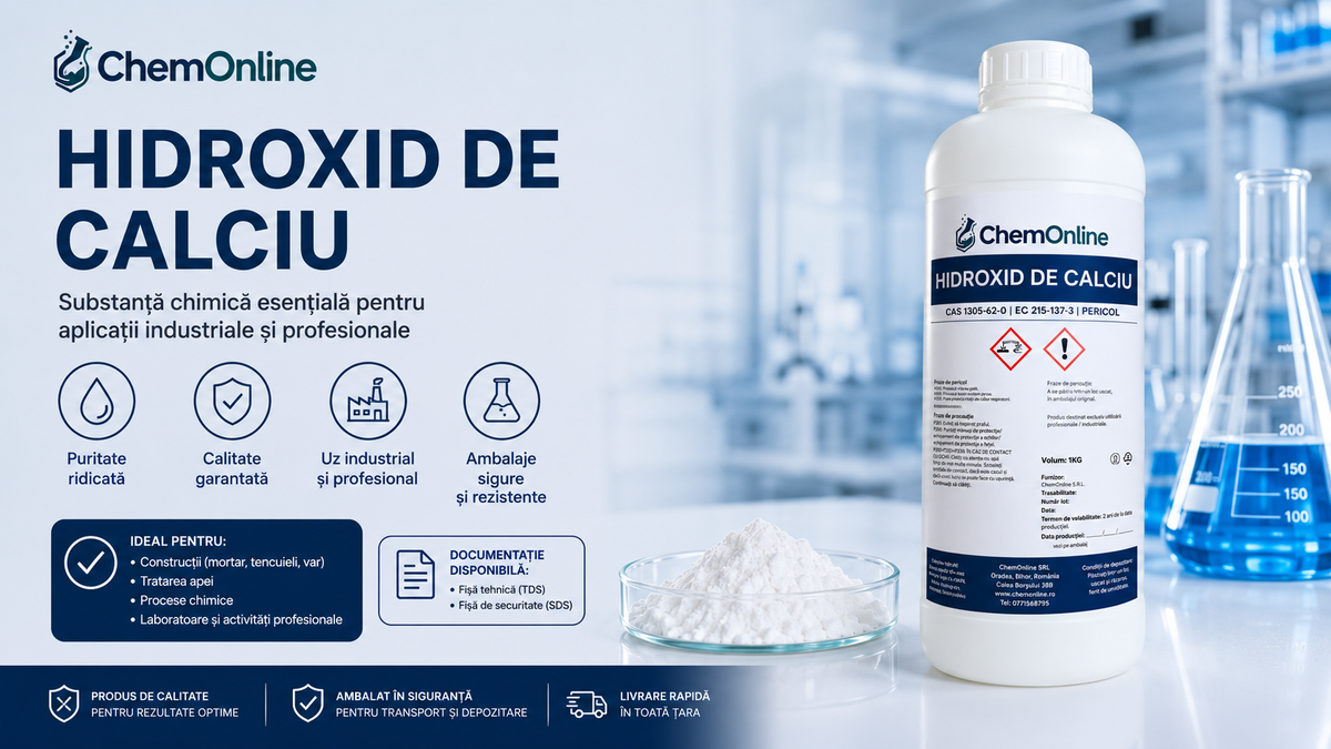 Hidroxid de Calciu 99% – Ghid Complet despre Proprietăți, Utilizări, Avantaje și Manipulare Corectă