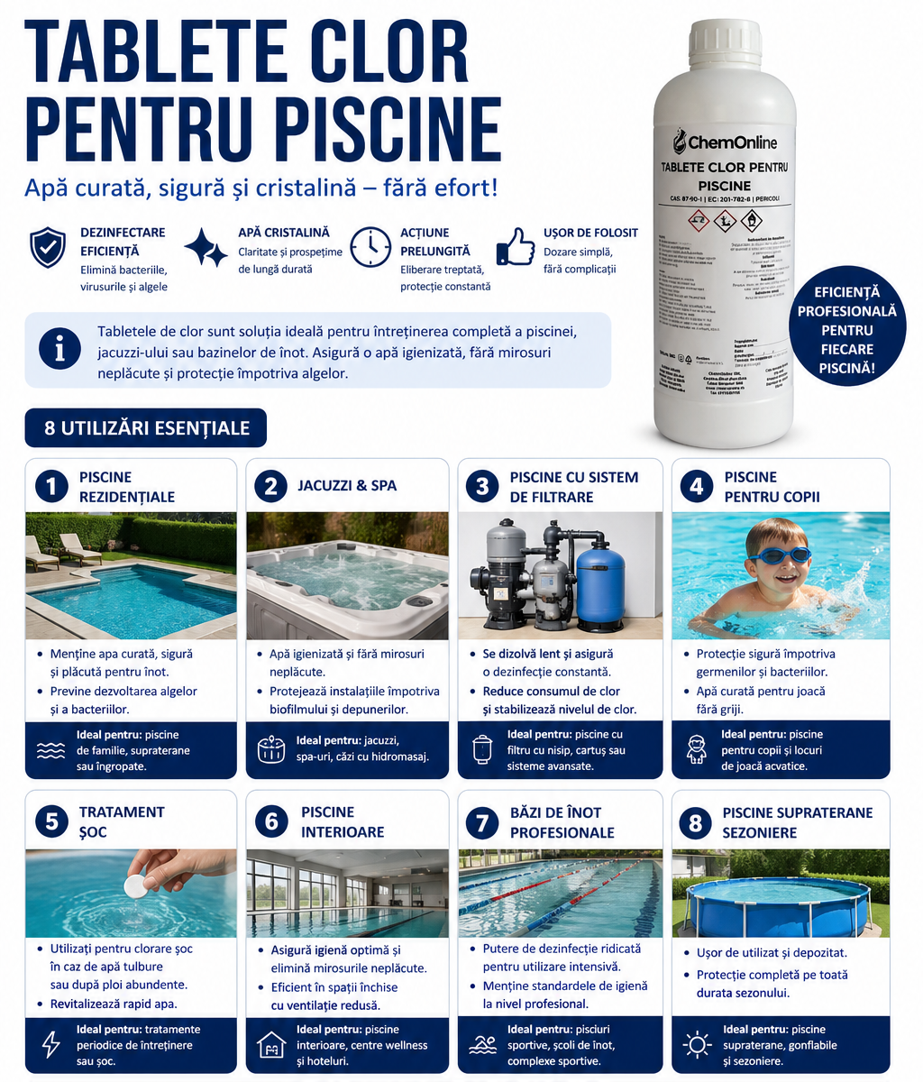 Tablete Clor Lent Piscină